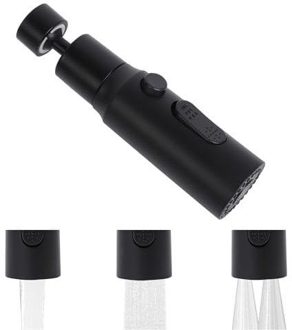 Plliocse Kitchen Spray Head Pull, Spray Adapter, Replacement Tap Aerator Sprayer with 3 Modes, 360 Swivel Tap Extender for Kitchen Sink (Black)