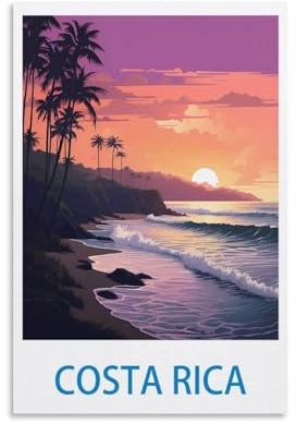 ZHILIJING Costa Rica Vintage-Reiseposter, 20 x 30 cm, dekoratives Gemälde, Leinwand, Wandposter und Kunstdruck, moderne Familienschlafzimmer-Dekor-Poster