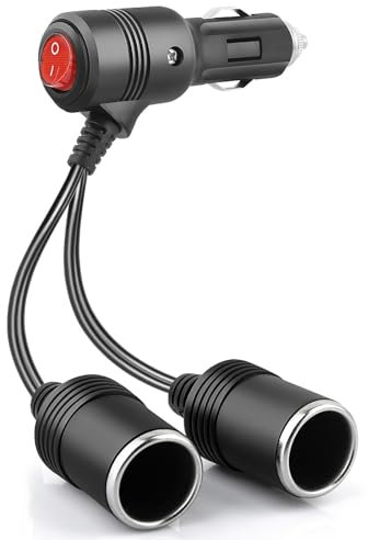 Zigarettenanzünder Verteiler, Adapter Zigarettenanzünder Steckdose,1 bis 2 KFZ Auto Zigarettenanzünder Stecker 12V/24V, zigarettenanzünder verlängerung Auto Motorrad