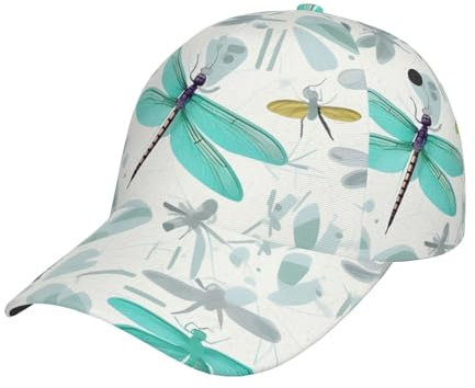 GTDEALS Glitzer Pailletten Rose Mode Casual Sonnenhut Damen Baseball Cap Herren Verstellbar Sonnenhut Unisex Baseball Cap, Grüne Libelle, One size