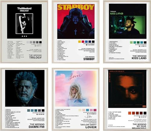Juego de 6 Pósteres Portada de álbum de Música The Weeknd T-Swizzle, Cubierta de álbum, Póster de Música, Lienzo Estético, Arte de Pared para Niñas y Niños, Sala de Estar Dormitorio 8 x 10 Pulgadas