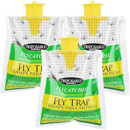 3X Trampa para Moscas,con 3X Cebos para atrapamoscas,Trampa Moscas Fruta,Atrapa Moscas Exterior,Trampa para Moscas de la Fruta,para el Hogar,Cocina,Exterior,terraza jardín