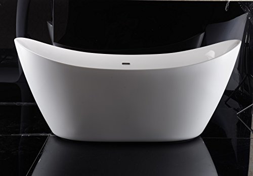 BERNSTEIN - Baignoire îlot ovale Blanc brillant Acrylique + Bonde et trop plein, 180L - 173x73x75cm (lxLxH) - SIENA