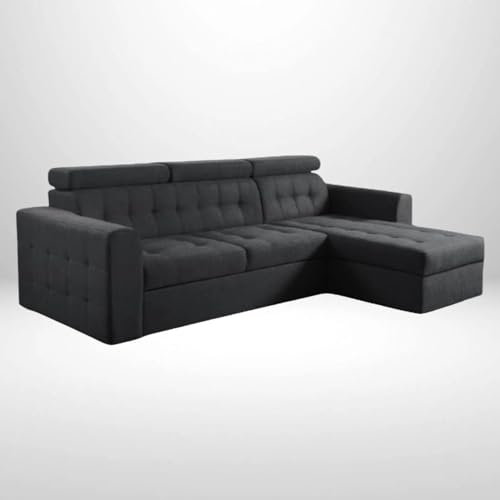 Corner Sofa Bed with Storage U Shape Multi Colours Left/Right Corner – Luka (Black)