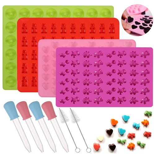 Kssvzz 4 Stück Backmatte Hundekekse, Silikon Backmatten für Hundeleckerlies mit 4 Pipetten & 2 Reinigungsbürste, Hundekekse Backform für DIY Kekse, Schokolade, Süßigkeiten, Eiswürfel, BPA-Frei