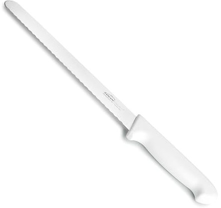 LACOR - 38390 - Cuchillo Pan Select, Cuchillo para Pastelería y Lácteos, Acero Inoxidable, Corte Firme y Equilibrado, Mango Blanco Ergonómico y Antideslizante de TPV, 25 cm