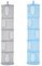 DHSWNNG 2 Stück Hängeaufbewahrung, 5 Stufen Hängeregal Mesh Faltbare Hängender Speicherkorb Hängende Netz-Aufbewahrungstasche Kuscheltiere Hängeregal für Spielzeug (Grau, Blau)