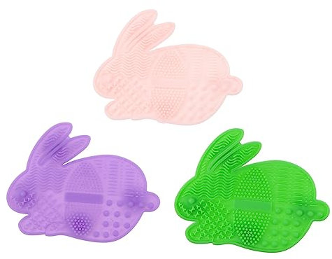 Mikinona 3 Stücke Bunny Muster Silikon Pinsel Tragbare Große Make-up Pinsel Set Make-up Pinsel Reiniger Pad