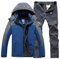 Generisch Langlaufski Set Herren, Skianzug Herren 2 Teilig Warme Schneeanzug Wasserdicht Skijacke Winter Tracksuit Winddicht Skibekleidung Jacke und Hosen mit Kapuzen Schneemantel