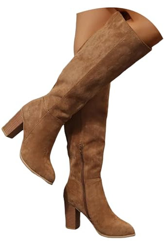 Stiefeletten-Damen-Mit-Absatz: Stiefel Weiter Schaft Damen Weitschaftstiefel-Langschaftstiefel Long Boots Cowboystiefel Schwarz Winterstiefel Damenstiefel Schlupfstiefel Hohe Stiefel Wildlederstiefel