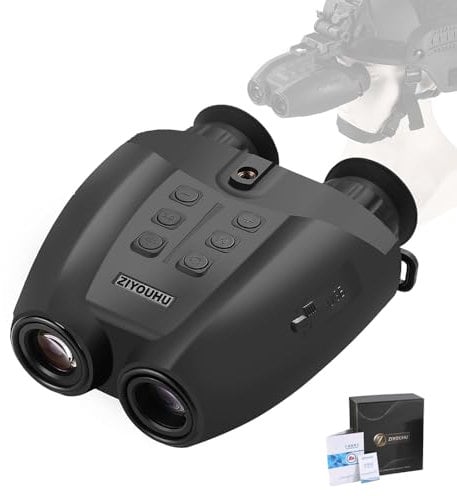 Night Vision Binoculars Adults Head Mounted Night Vision Goggles,Infrared Camera 1080P HD Video Records, 6X Optical & 8X Digital Zoom Darkness Observation for Hunting Patrol (PVS32)