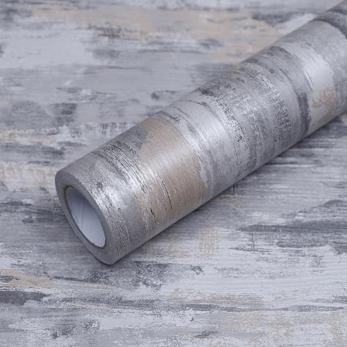 FEILAYS grau Tapete Betonoptik Klebefolie Retro Wandtapete Grau Möbelfolie Industrial Optik Wanddeko Wohnzimmer Küchentapete Abwaschbar Tapeten Schlafzimmer Vintage Shabby Baddeko 60CM×5M