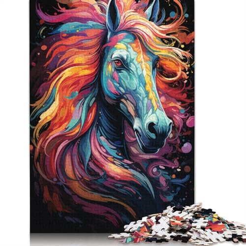 Jigsaw Puzzles for Adults 1000 Colorful Horses on The Planet Jigsaw Puzzles for Cardboard Puzzles Great Gift for Adults 38x26cm