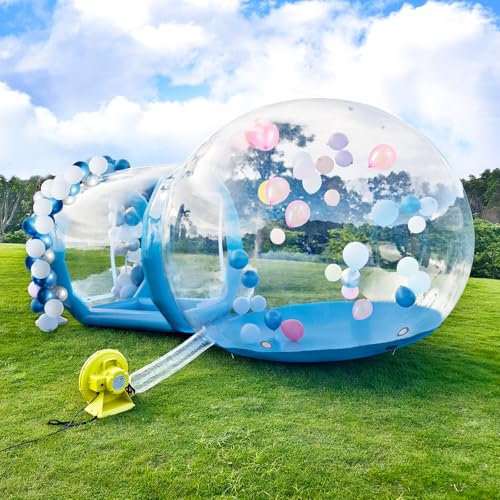 Casa bolla gonfiabile con soffiaggio e pompa, cupola tenda da giardino impermeabile in PVC per esterni, campeggio, feste, blu, 3 m
