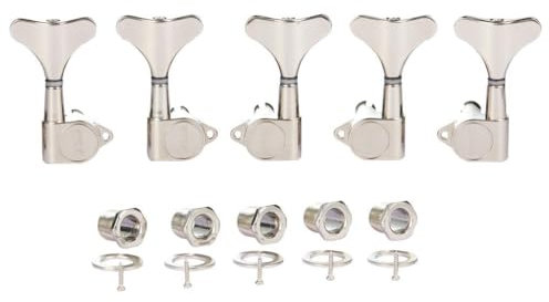 Accordeurs de basse scellés 18:1 pour gaucher 5 cordes - Pour gaucher - Pour guitare basse - Compatible avec Ibanez/Yamaha - Basse acoustique/électrique en nickel 3L/2R