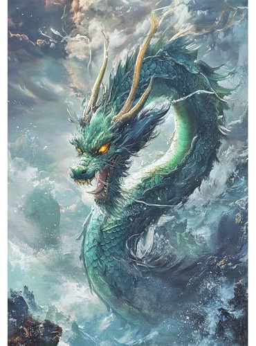 DCIDBEI Chinesischer Drache Diamond Painting 40x50cm | Diamond Painting Bilder Groß Drachen DIY Diamant Malerei Malen nach Zahlen Kreuzstich Stickerei Drachen Puzzle Strass Mut