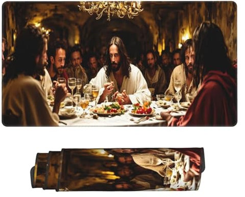 Gaming Tapis de Souris XXL 600 x 300 x 3 mm Grand Tapis de Souris Rétro Tapis Souris Gaming Accessoire, La Cène sous Main Bureau Accessoires à Bords Cousus, Home Room Bureau Decor, Cadeau Homme U-255