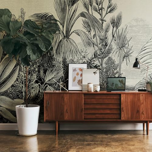 Profhome Papier peint jungle 382351-GU papier peint intissé (TNT) gris noir beige papier peint panoramique 0,53 m x 20,10 m / 10,39 m2