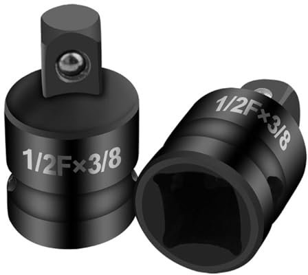 2 PCS 1/2 to 3/8 Socket Adapter, Impact Socket Set, Impact Driver Adapter, 1/2 3/8 Driver Conversions for Wrenches