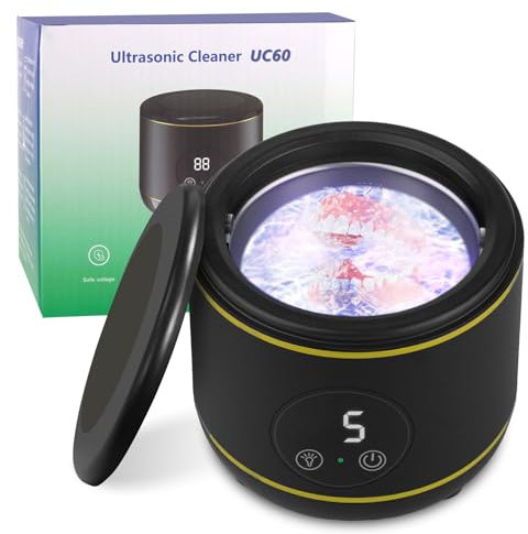 H8W8H Ultrasonic Cleaner Retainer, 42Khz Cleaner Machine for Dentures,Aligner, Retainer, Whitening Trays,Ultrasonic Denture Cleaner Machine with UV-Light