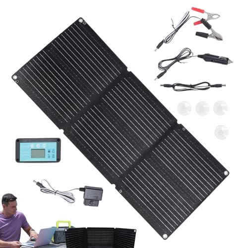 Chargeur solaire de batterie de voiture – 200 W – Chargeur solaire de batterie de générateur – 12–24 V automatique, pliable, étanche, flexible pour l'extérieur, camion, bateau, voyage