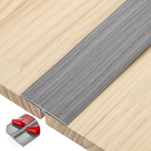BOYIFEIJIE Übergangsprofil Selbstklebend PVC-T-Formleisten | Übergangsleiste Boden | Länge 3.0m, Breite 5 cm Leicht zu Schneiden | Übergangsschiene Abdeckleiste (Graue Holzfarbe)