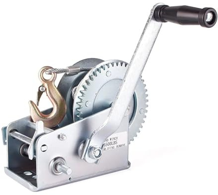 JHXHFJXZ 3000lb Manual Winch Hand-cranked Small Hoist Hoisting Small Hoist Crane Wire Rope Trailer Yacht Winch Precisely Control the Movement(15m steel wire rope)