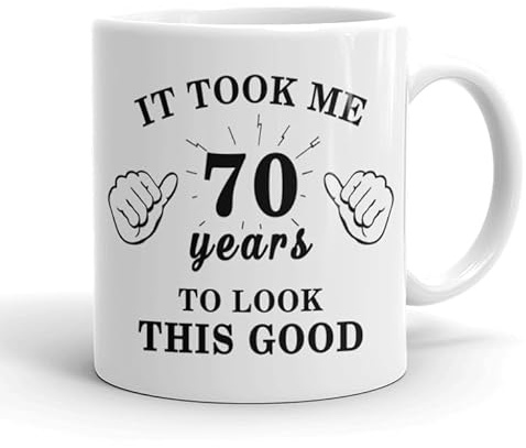 VIROSA 70th Birthday Mug – It Took Me 70 Years to Look This Good – Funny Tea Mug for Men or Women – Gift Idea for 70th Birthday – 11oz Ceramic Cup