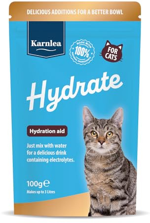 Hydration for Cats 100g | Mix as Needed Water Soluble | Up to 3 LTS | Electrolytes for Cats | Drinking Aid for Cats | Gentle on Digestion | Delicious & Healthy | Suitable for All Ages | Hydration Aid | Water-soluble electrolyte drinking aid for cats, mix into water up to 3 litres, 100% natural, gentle on digestion, all ages