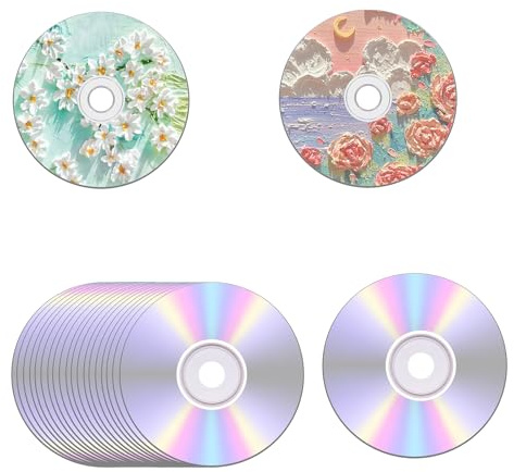 QoTang 20 Stück Schallplatten Dekoration Wand,CD-Rohling zur Dekoration PVC Vinyl-Schallplatten Klare Runde Leere CDs zum Malen,für Hause Bars Cafés Rollmusik Party Wand,12 cm