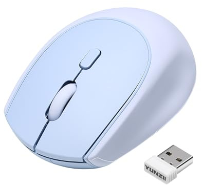 YUNZII C2 Drahtlose Maus, 2,4 GHz Silikon-Lautlose Funkmaus, 3 Verstellbare DPI, 1600 DPI Tracking, Ergonomisch für Laptop/PC/Mac (Blau)