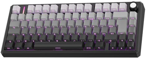 OMOTON Clavier sans Fil Gamer TKL 75% Mécanique ISO-FR QMK Via | Tri Mode 2.4GHz/Bluetooth/Filaire, Rétroéclairage RVB, Hot-Swap, Montage Gasket, Rouge Switch avec Volume pour PC/Mac/PS5