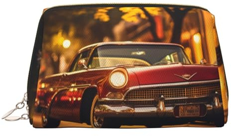 BLWSLC Klassische Vintage-Autos bedruckte tragbare Kosmetiktasche, große Reise-Kulturbeutel, geeignet für Reisen und den täglichen Gebrauch