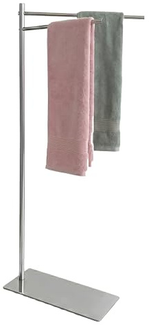 AJIEQAQ Porte-serviettes debout – Porte-serviettes autoportant avec pied extra large et stable, peu encombrant – Porte-serviettes de salle de bain, alternative à l'échelle