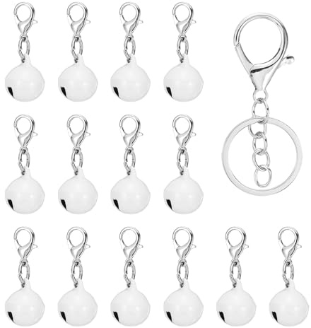 PATIKIL 14 PIÈCES Cloche Pour Chien, Mini Cloche Pour Chat Petite Cloche Pour Animal De Compagnie Porte-Clés Anneaux Cloche Mignonne En Métal Lot Sonore Pour Artisanat, Blanc
