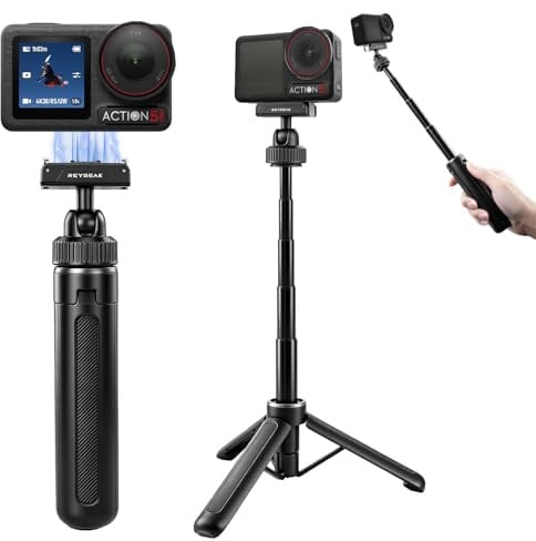 REYGEAK Mini Selfie Stativ für Osmo Action 6/Nano/Action 5/4/3, Ausziehbarer Griff mit Schnellspanner, 360° Gimbal für vertikales Video, kompaktes Stativ-Actionzubehör (für Action 5/4/3/360)