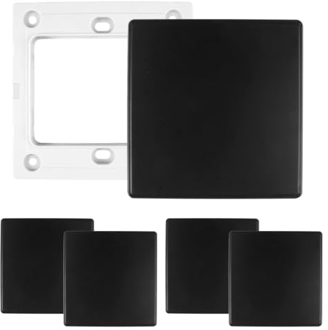 4 Pièces 8,5x8,8cm Cache Prise Murale,Couvercles de Trous Muraux Décoratifs | Plaques Murales Aveugles Encastrées, Plaque de Prise de Courant Vierge, pour Prise Inactive, Interrupteur (Noir)