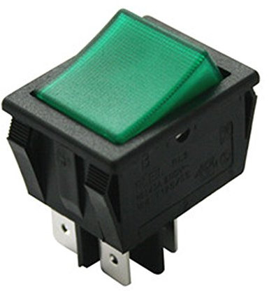 Electro dh 11.405.IL/NV - Interruptor basculante bipolar luminoso empotrable, con tecla de color Verde