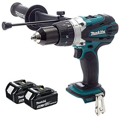Makita DHP458Z 18V 2 Speed Heavy Combi Drill Body with 2 x 5.0Ah Battery BL1850, 18 V