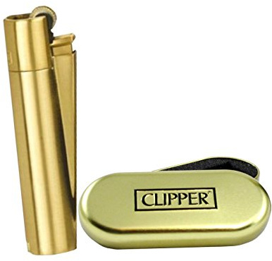 Clipper Metall-Feuerzeug mit Chrom-Dose gold