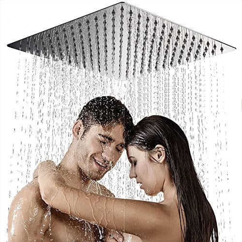 Rainfall Shower Head,16inch Square Ultra Thin Stainless Steel Rain Shower Head Rainfall Bathroom Top Sprayer