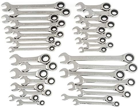 GEARWRENCH 34 Pc. Standard & Stubby Ratcheting Wrench Set, SAE & Metric - 85034