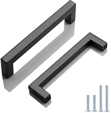 Probrico 10 Pack Hole Center 128mm Kitchen Cabinet Handle Stainless Steel Wardrobe Drawer Pulls Black Wardrobe Door Knobs