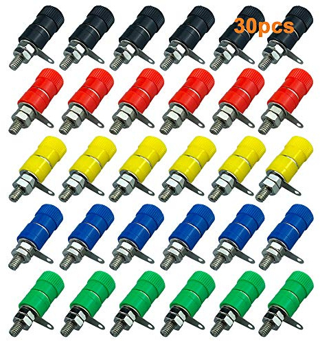 QitinDasen 30Pcs Binding Post Terminal, for 4mm Banana Plug Connector (5 Color)