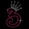 TShirt Showroom Number 3 with crown Birthday Hotfix Rhinestone Diamante Iron on Transfer Motif Applique