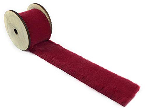 Dekoband Kunstfell-Band Tischband Fell für Dekoration Nähen Basteln 4cm x 80cm in kuschelig weicher Qualität (Bordeaux)