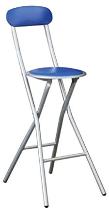 HOMION Colourful Folding Breakfast Round Padded Bar High Chair Stool Kitchen Garden Party Office Stool Seat Free Standing Caravan Camping Easy Folding Chair Bench (Blue)