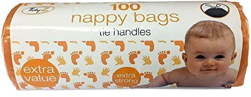 TidyZ Lot de 100 sacs à couches extra larges avec poignées à nouer