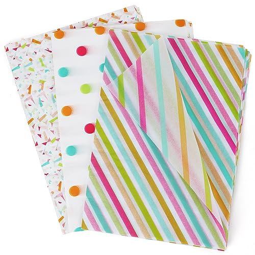 Belle Vous 60 Stk Farbiges Seidenpapier zum Verpacken - 35 x 50 cm - Säurefreies Gestreiftes Buntes Papier für Basteln, Decoupage, Scrapbooking, Geschenke, Geschenktüten & Blumen Papier Verpackung