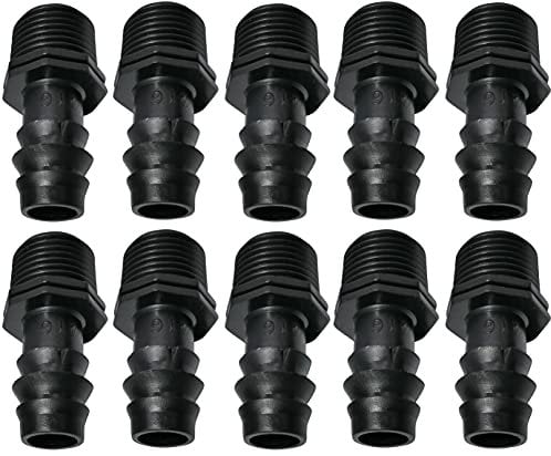 AERZETIX - Juego de 10 Adaptadores/racores machos Acanalados Ø16mmx1/2'' para Manguera de Goteo Rosca Exterior (para Manguera Ø16mm) - Conector para Sistema de riego/aspersión - C48705